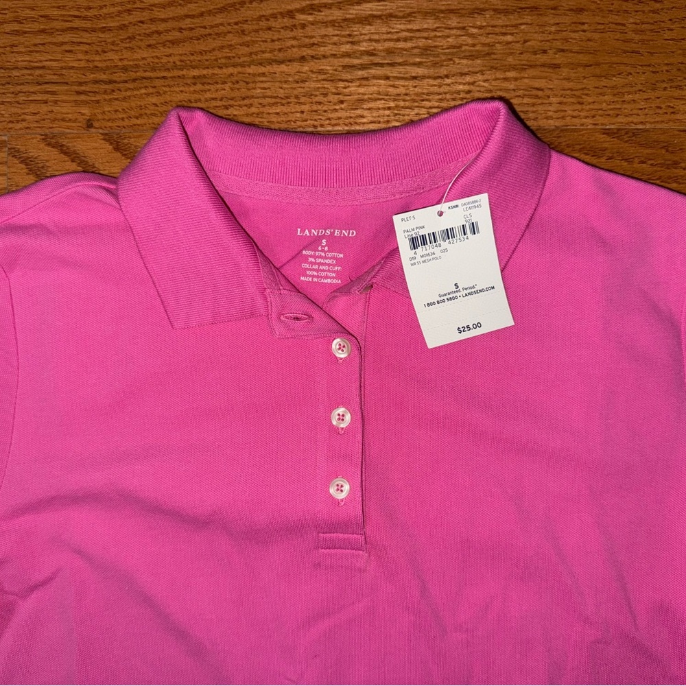 Women’s Land’s End Pink Polo Shirt - Size Small - Picture 3 of 8
